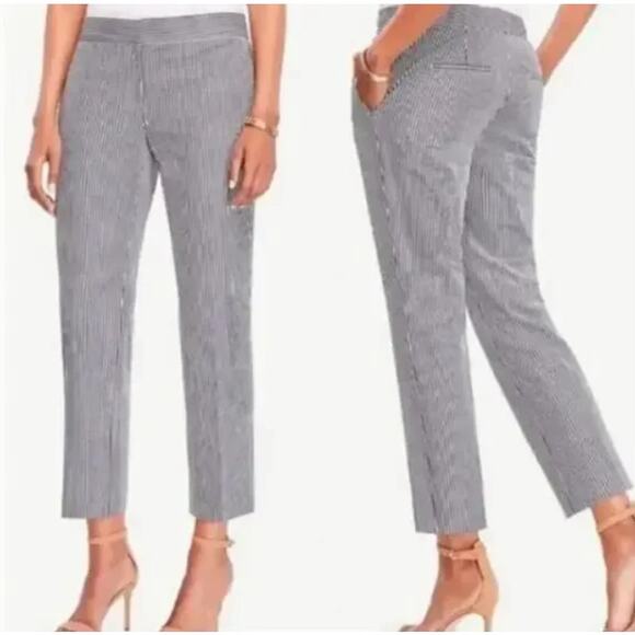 Ann Taylor Seersucker Devin Fit Ankle Pant Size 2 - Picture 1 of 7